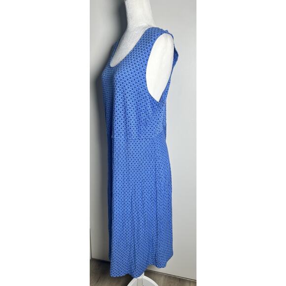 Habitat Sleeveless Drop Waist Textured Blue Scoop Neck Lagenlook MIDI Dress Sz L - Picture 4 of 12